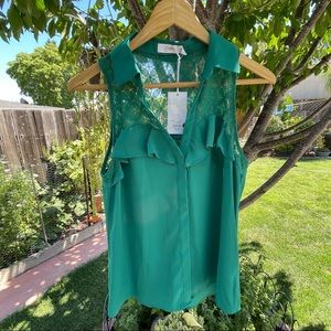 Candie’s | NWT Lace Button Down Sleeveless Ruffle Yoke Blouse